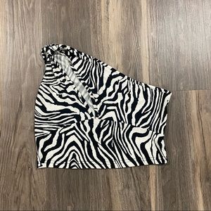 zebra one shoulder crop top